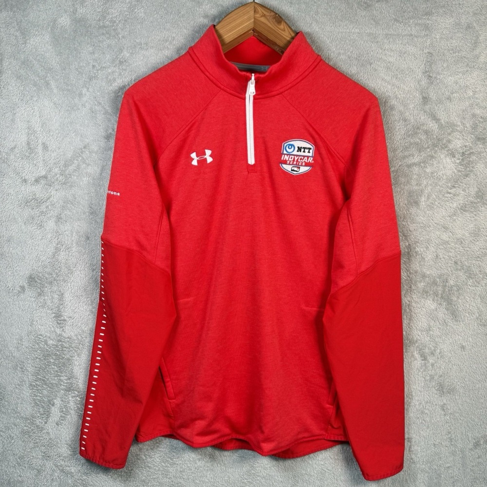 Under Armour IndyCar Series 1/4 Zip Pullover Red AMR Safety Team Mens Large